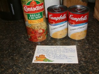 Contadina Roasted Garlic & Savory Spices Bread Crumbs and Campbell's Cream of Chicken Soup